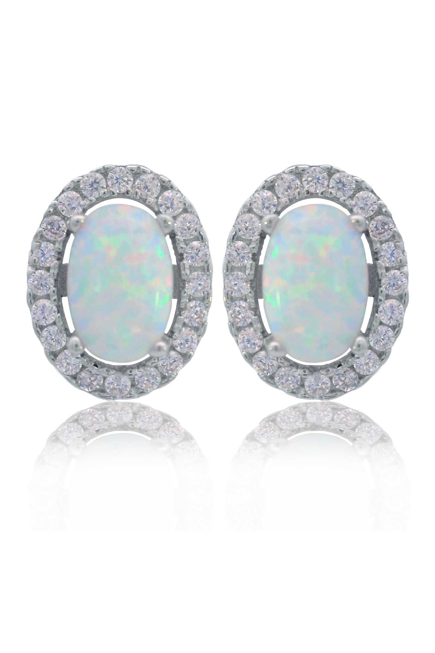 OPAL GLOW BLACKWATTLE WHITE CREATED OPAL EARRINGS SILVER