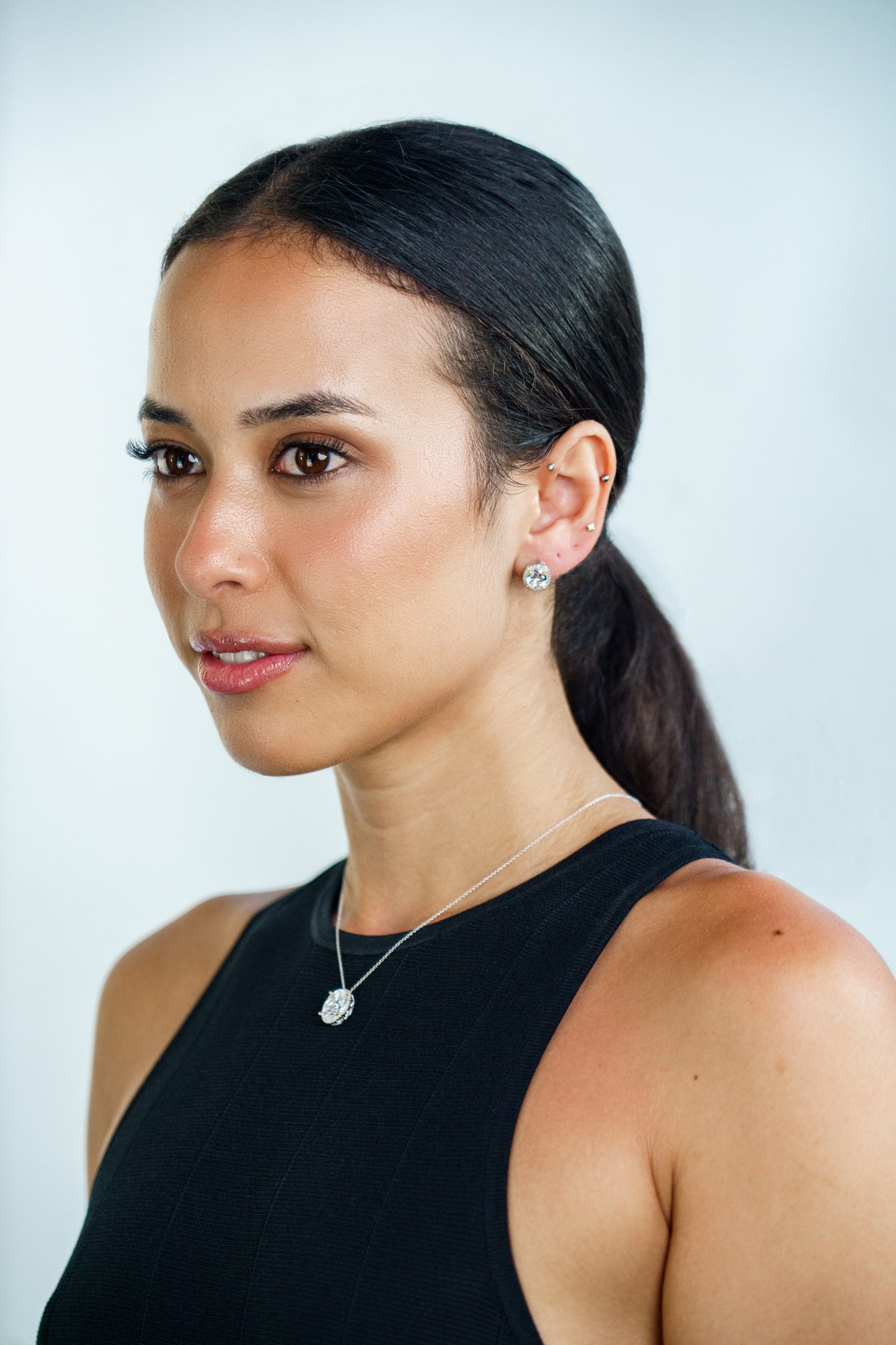 GEORGINI MIDNIGHT VELVET LIMITED EDITION SELENE TWO-TONE MOONLIGHT OVAL PENDANT