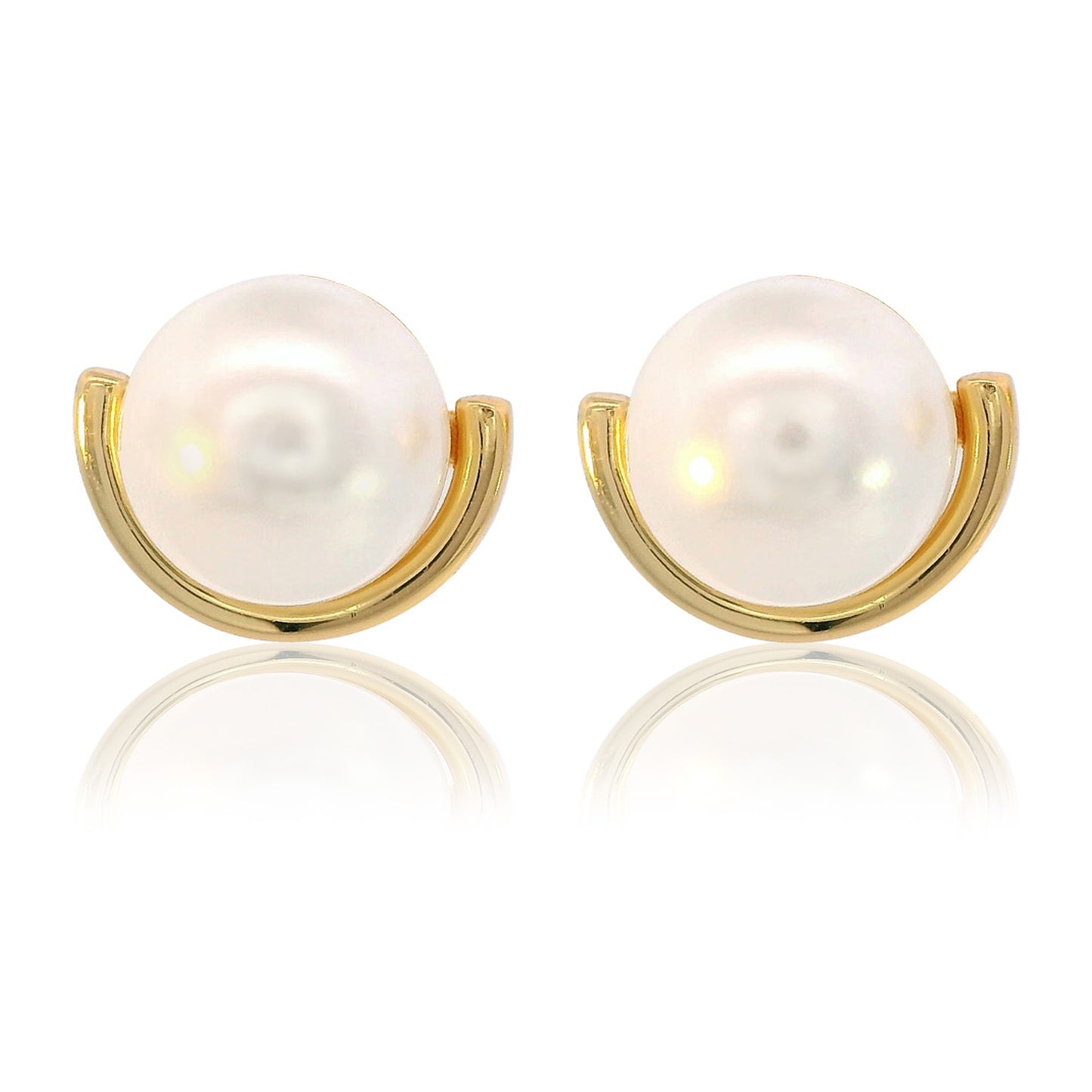 ADAGIO CRESCENT NINE-2-FIVE PEARL CRESCENT EARRINGS GOLD