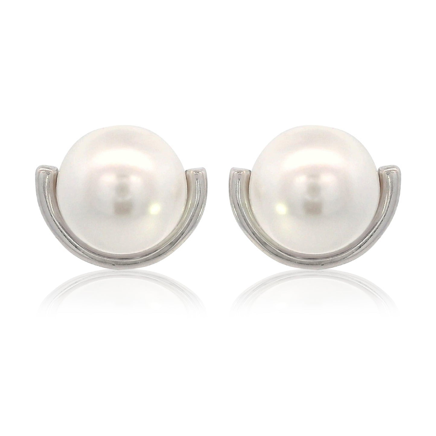 ADAGIO CRESCENT NINE-2-FIVE PEARL CRESCENT EARRINGS SILVER
