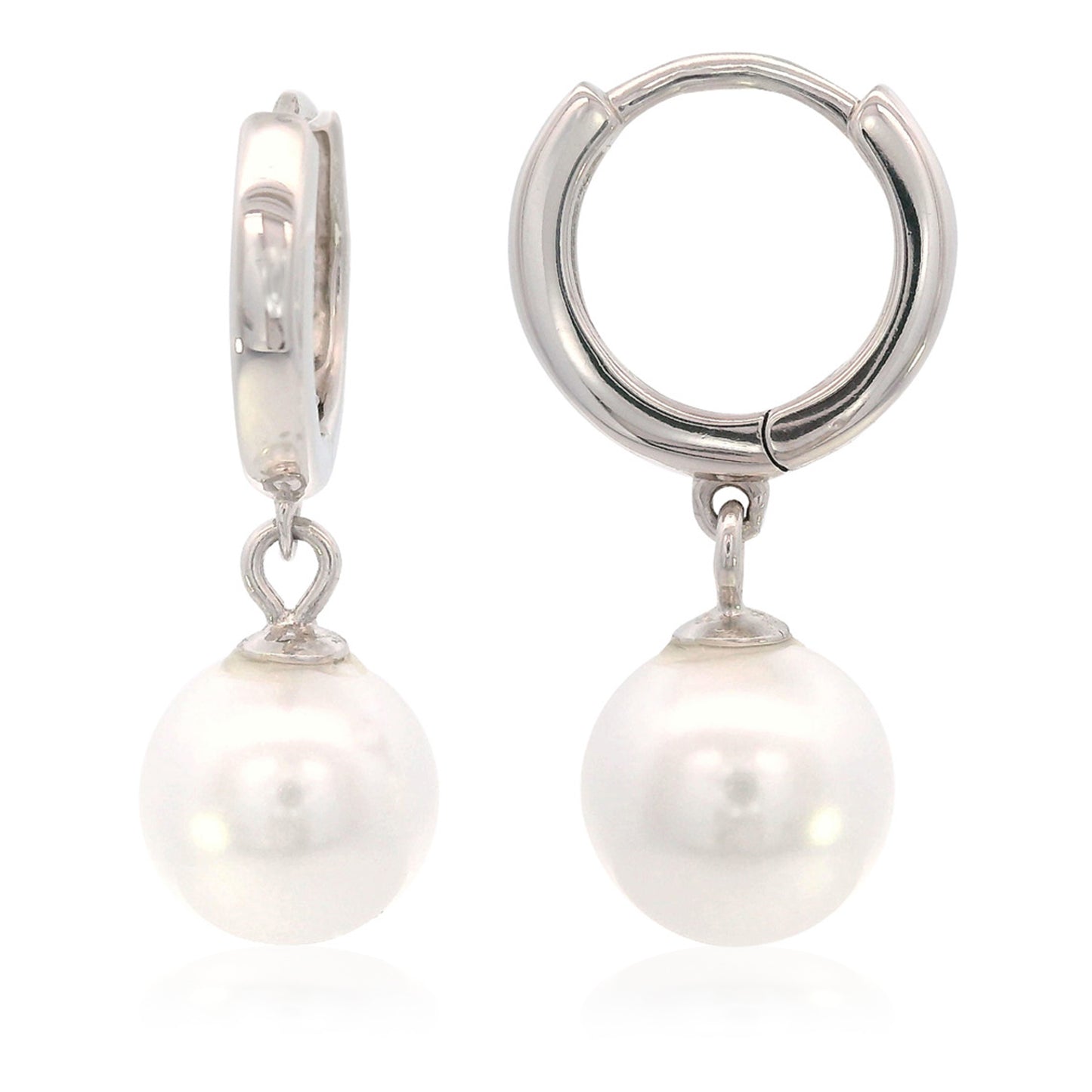 ADAGIO NINE-2-FIVE PEARL HOOP EARRINGS SILVER