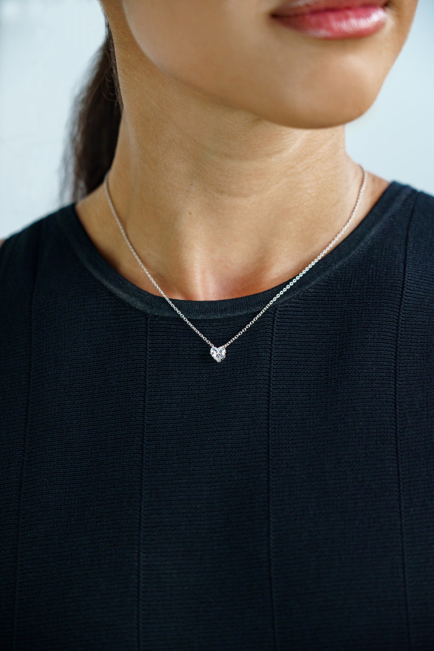 GEORGINI MIDNIGHT VELVET BABY HEART NECKLACE SILVER