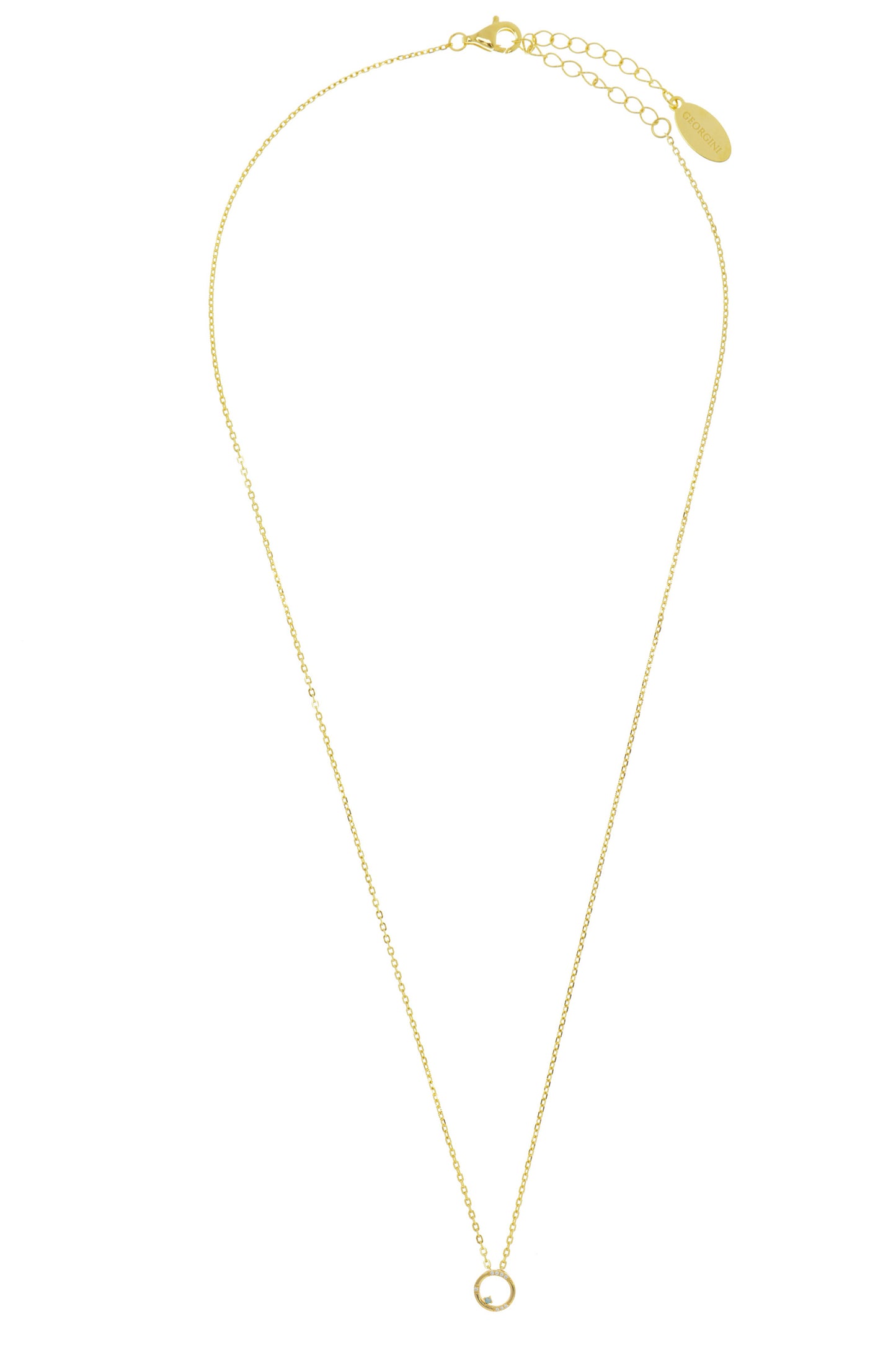 OPAL GLOW BLUE CREATED OPAL CIRCLE PENDANT GOLD