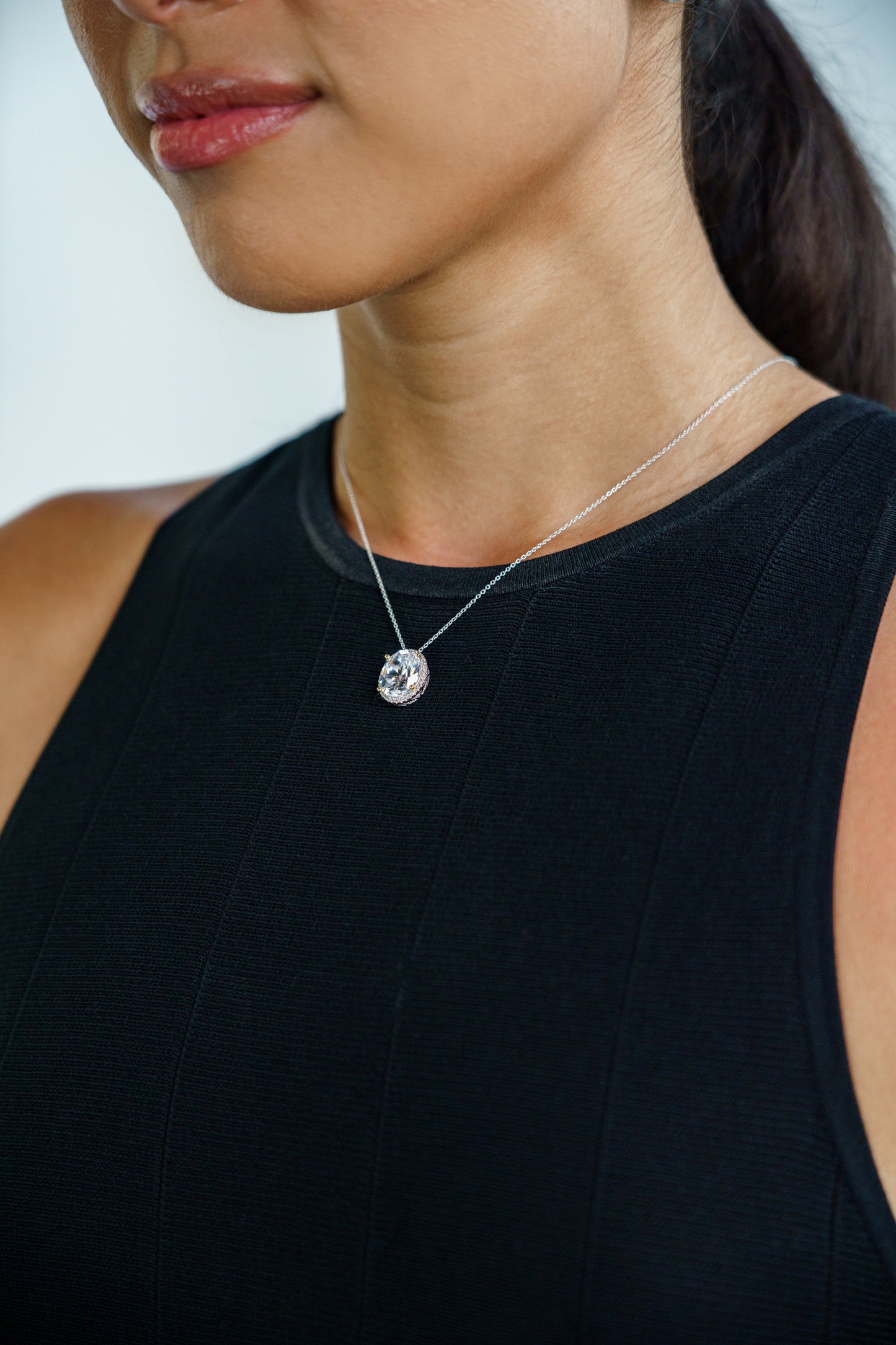 GEORGINI MIDNIGHT VELVET LIMITED EDITION SELENE TWO-TONE MOONLIGHT OVAL PENDANT