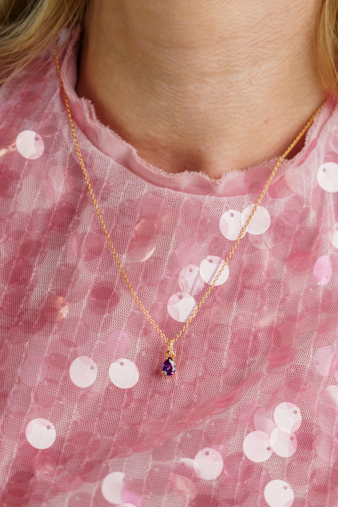 GEORGINI WISTERIA PENDANT AMETHYST CZ GOLD