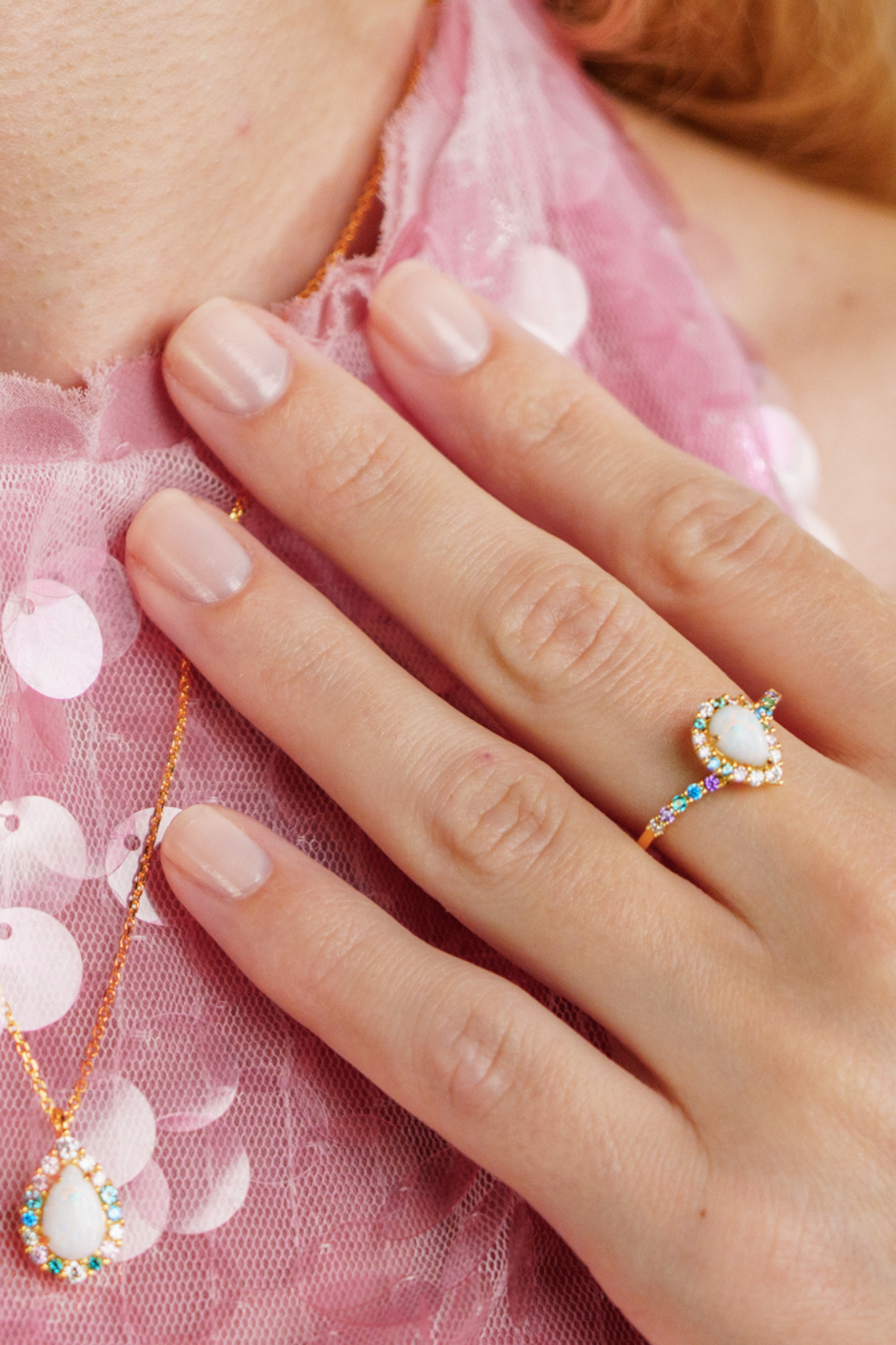 GEORGINI WISTERIA CREATED OPAL FLORIBUNDA RING GOLD
