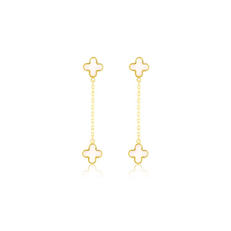 Mother of Pearl Drop Earrings Clover Jewellery By Angeline