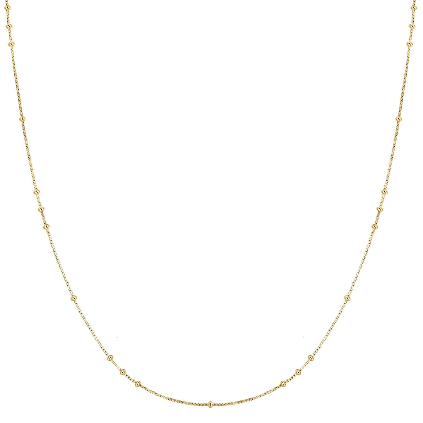 Gold Mini Bead Station Necklace