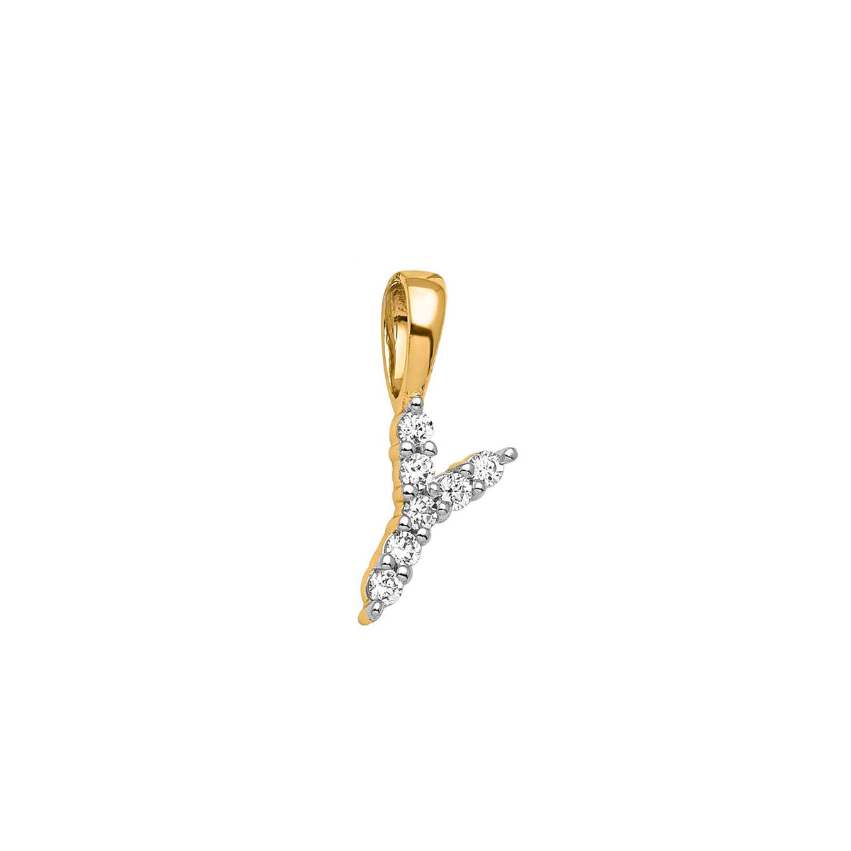 Petite Diamond Initial Pendant Letter Y Yellow Gold