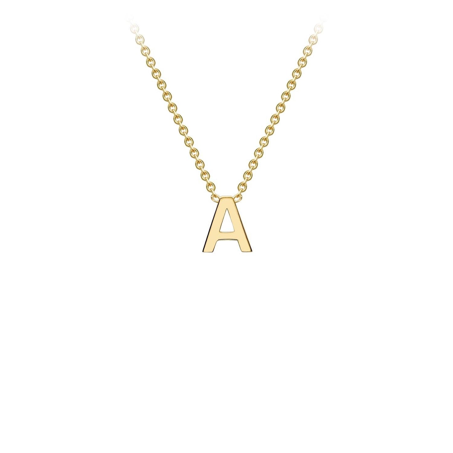 Petite initial letter 'A' pendant in 9CT gold