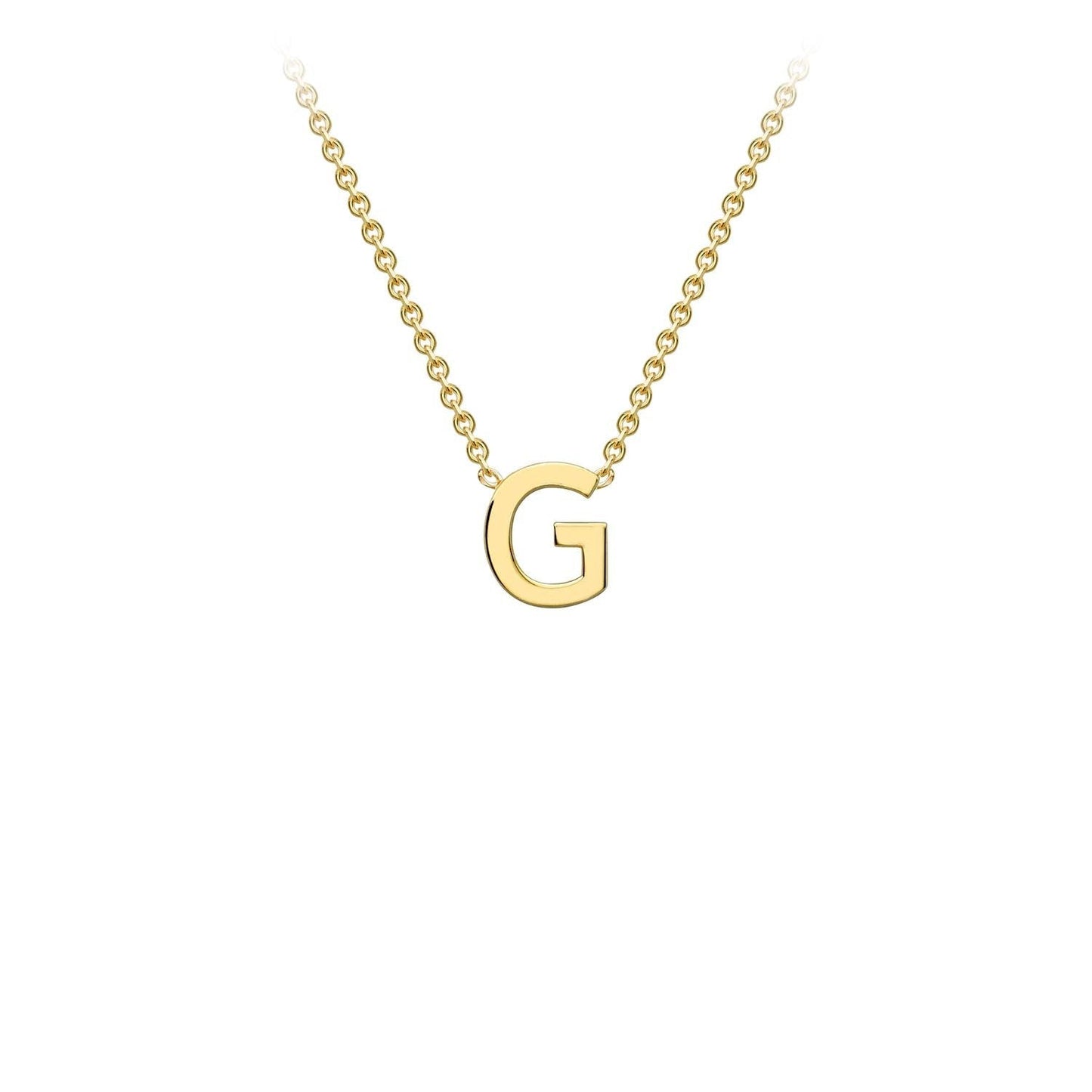 Petite initial letter 'G' necklace in 9CT gold