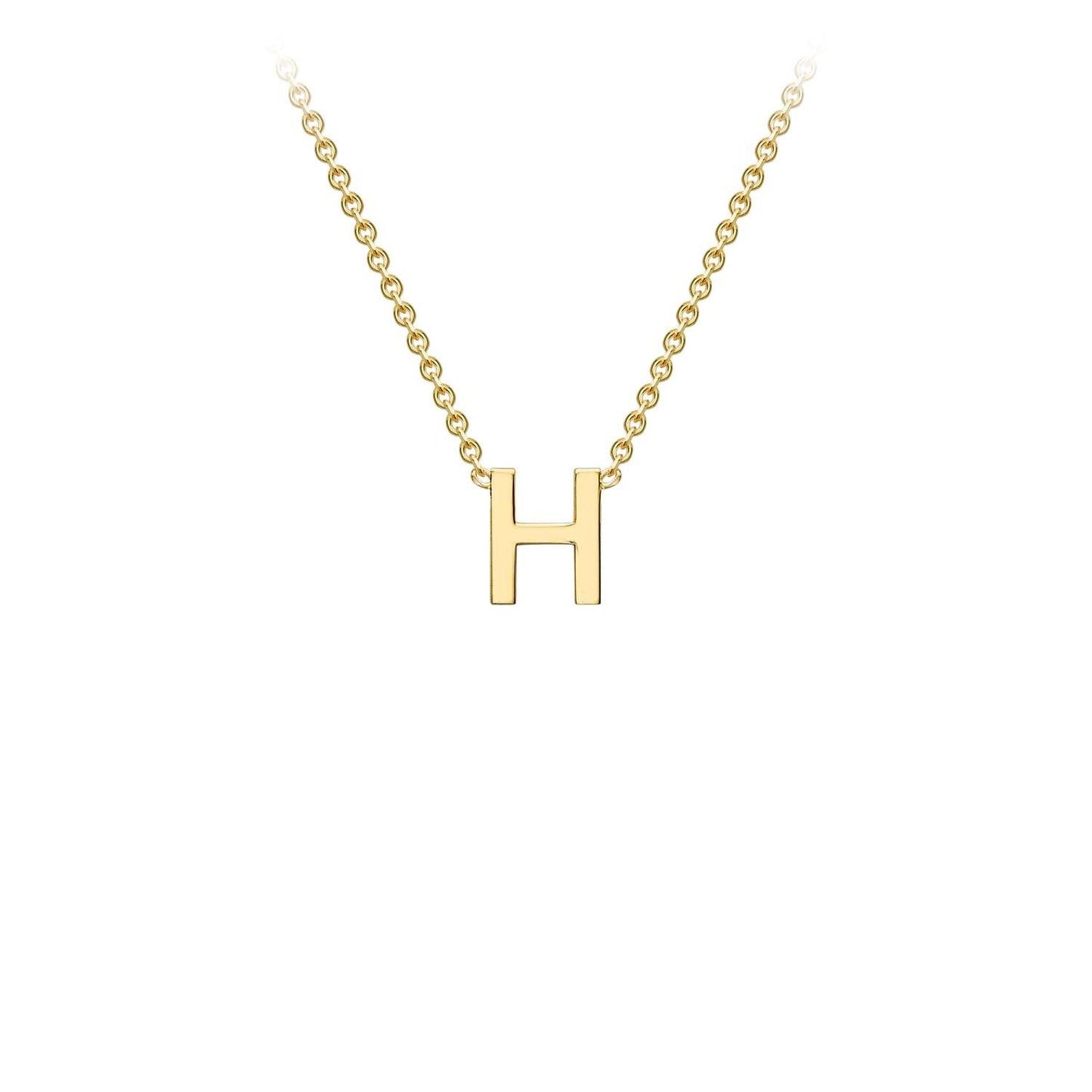 Petite initial letter 'H' necklace in 9CT gold
