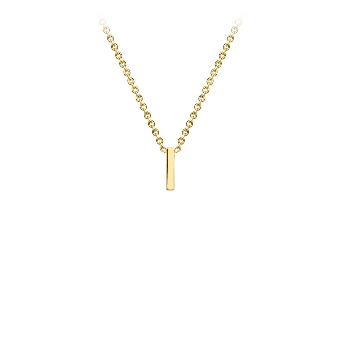 Petite initial letter 'I' necklace in 9CT gold