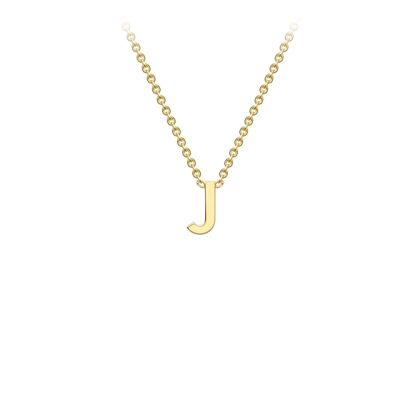 Petite initial letter 'J' necklace in 9CT gold