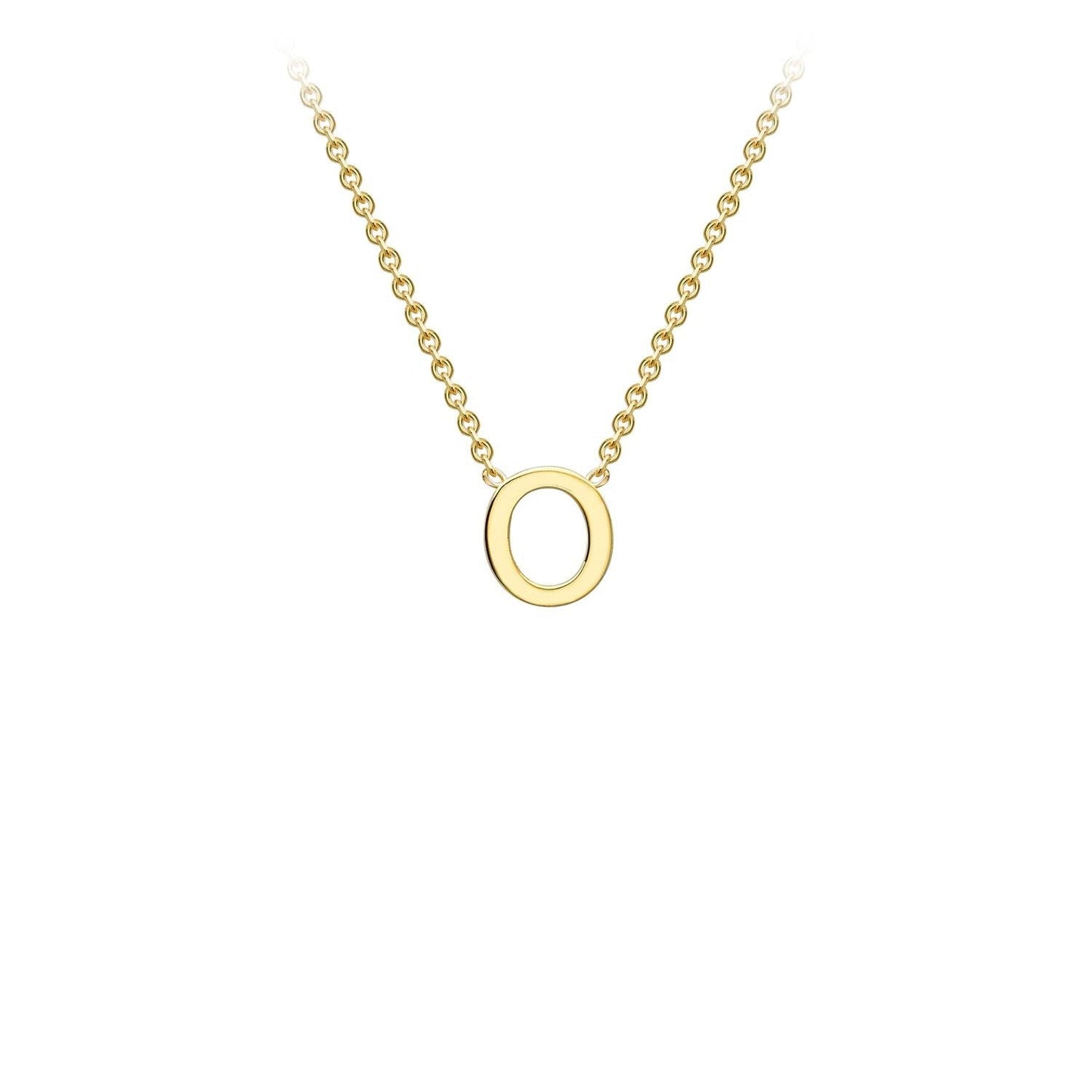 Petite initial letter 'O' necklace in 9CT gold
