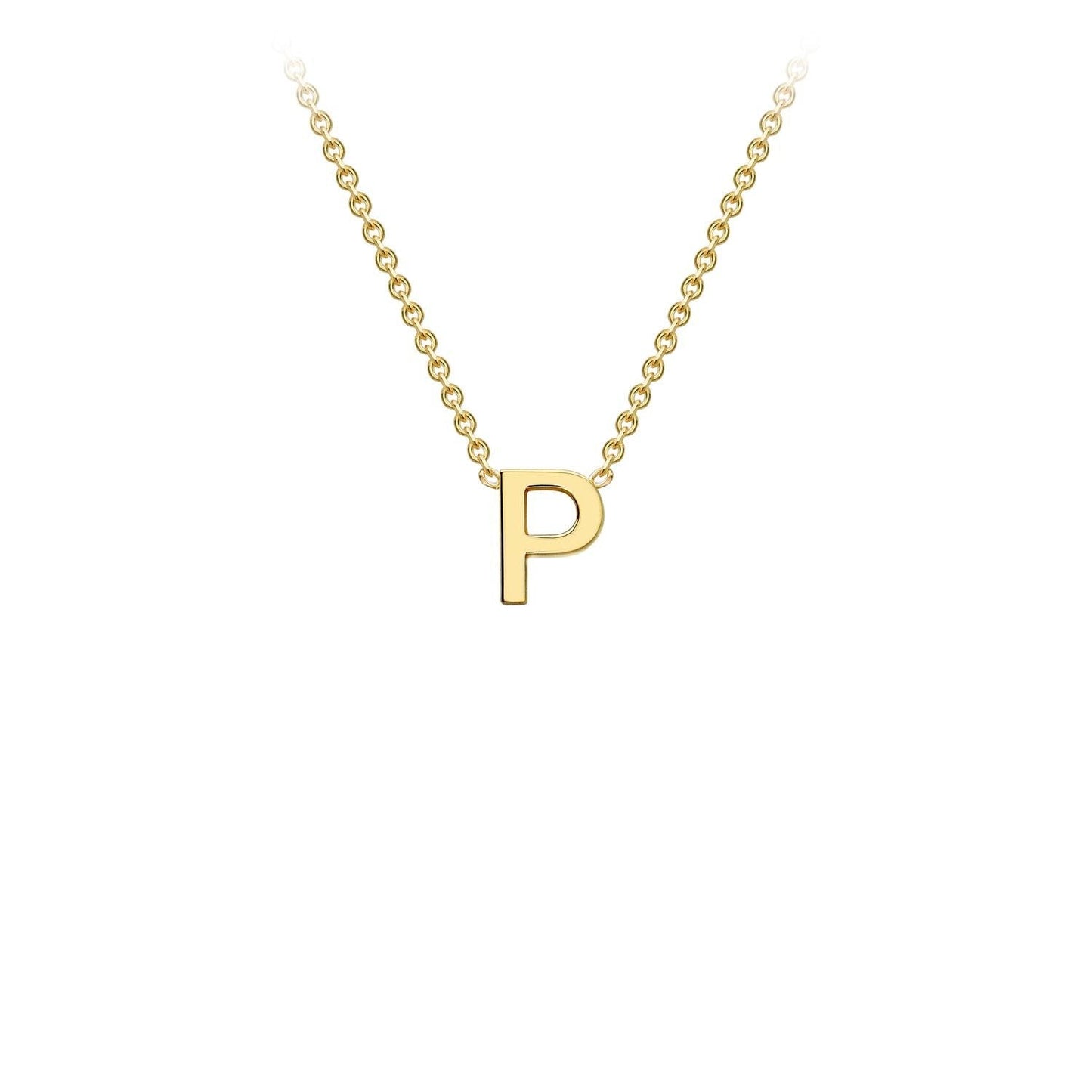 Petite initial letter 'P' necklace in 9CT gold