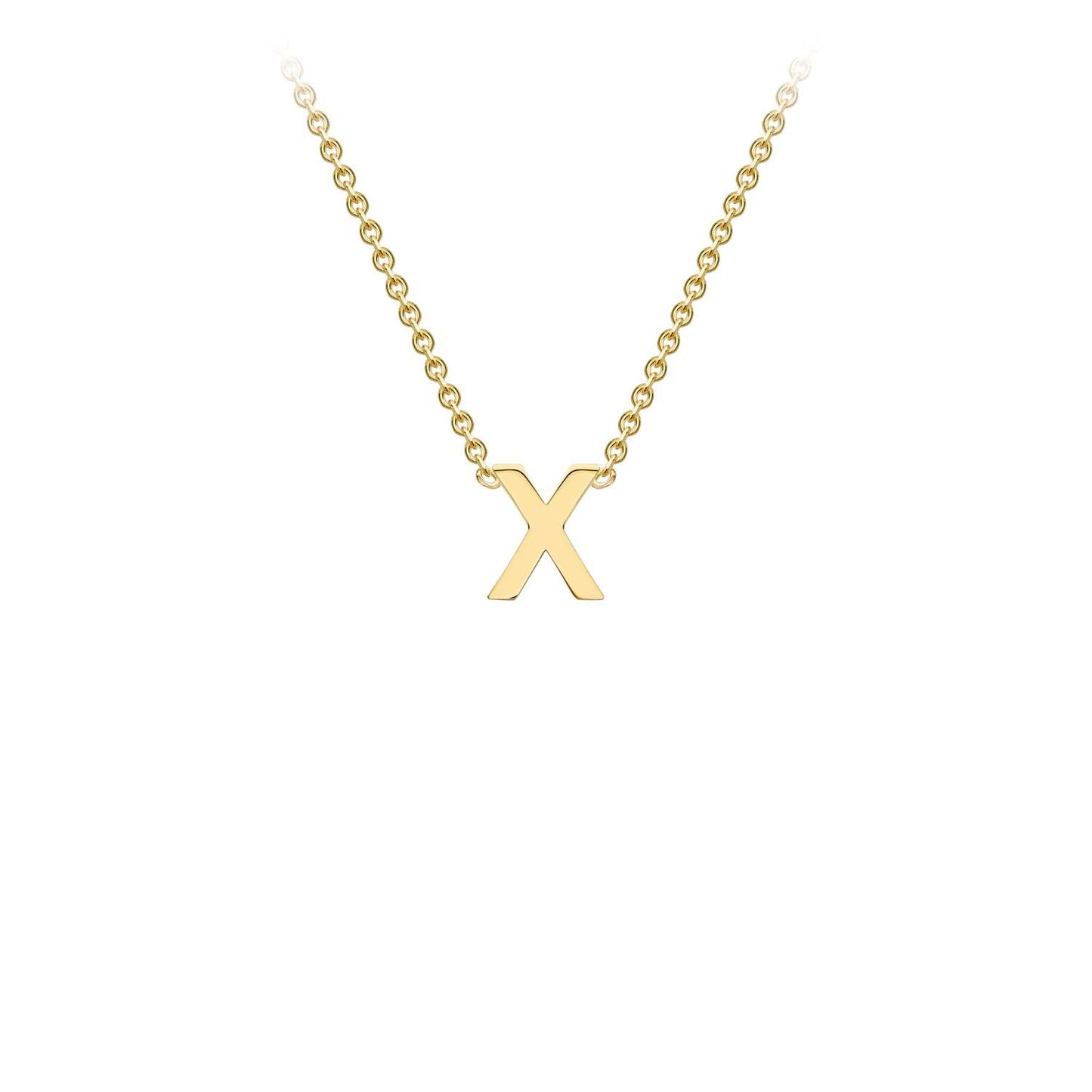 Petite initial letter 'X' necklace in 9CT gold