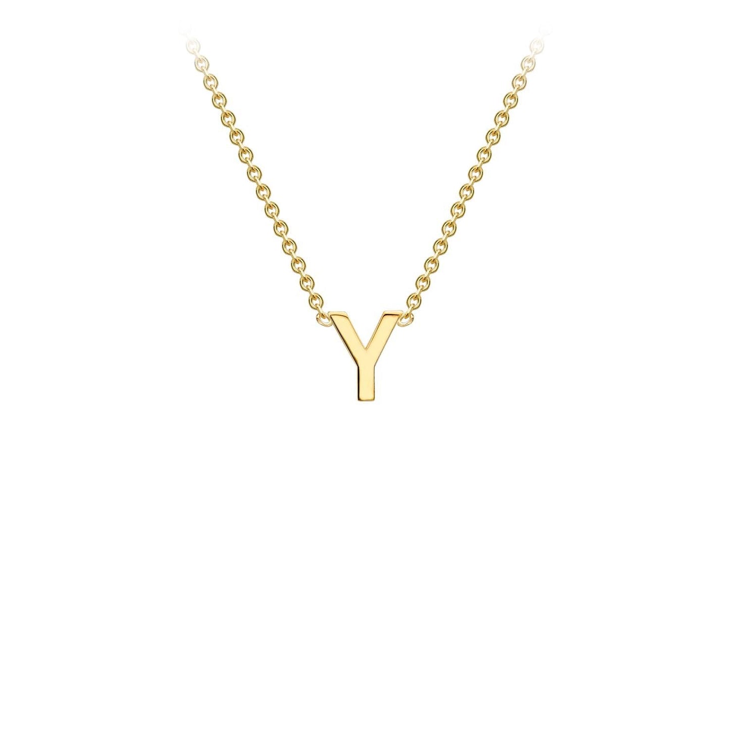 Petite initial letter 'Y' necklace in 9CT gold