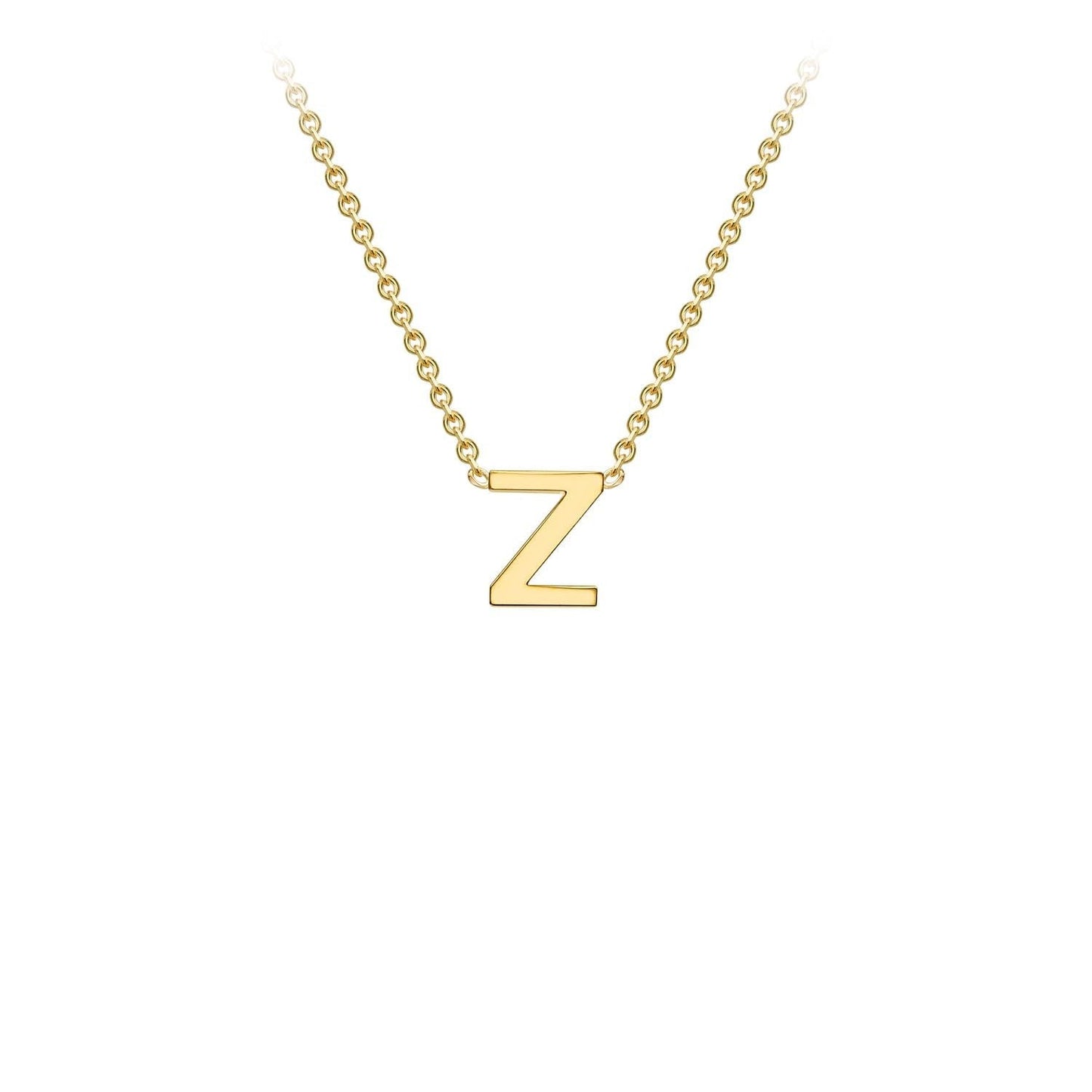 Petite initial letter 'Z' necklace in 9CT gold