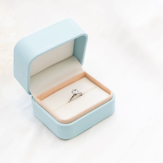 blue double ring box for ring for wedding ceremony by angeline australia