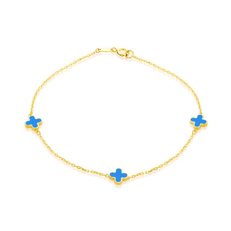 Dainty Blue Clover Bracelet Gold | By Angeline Australia