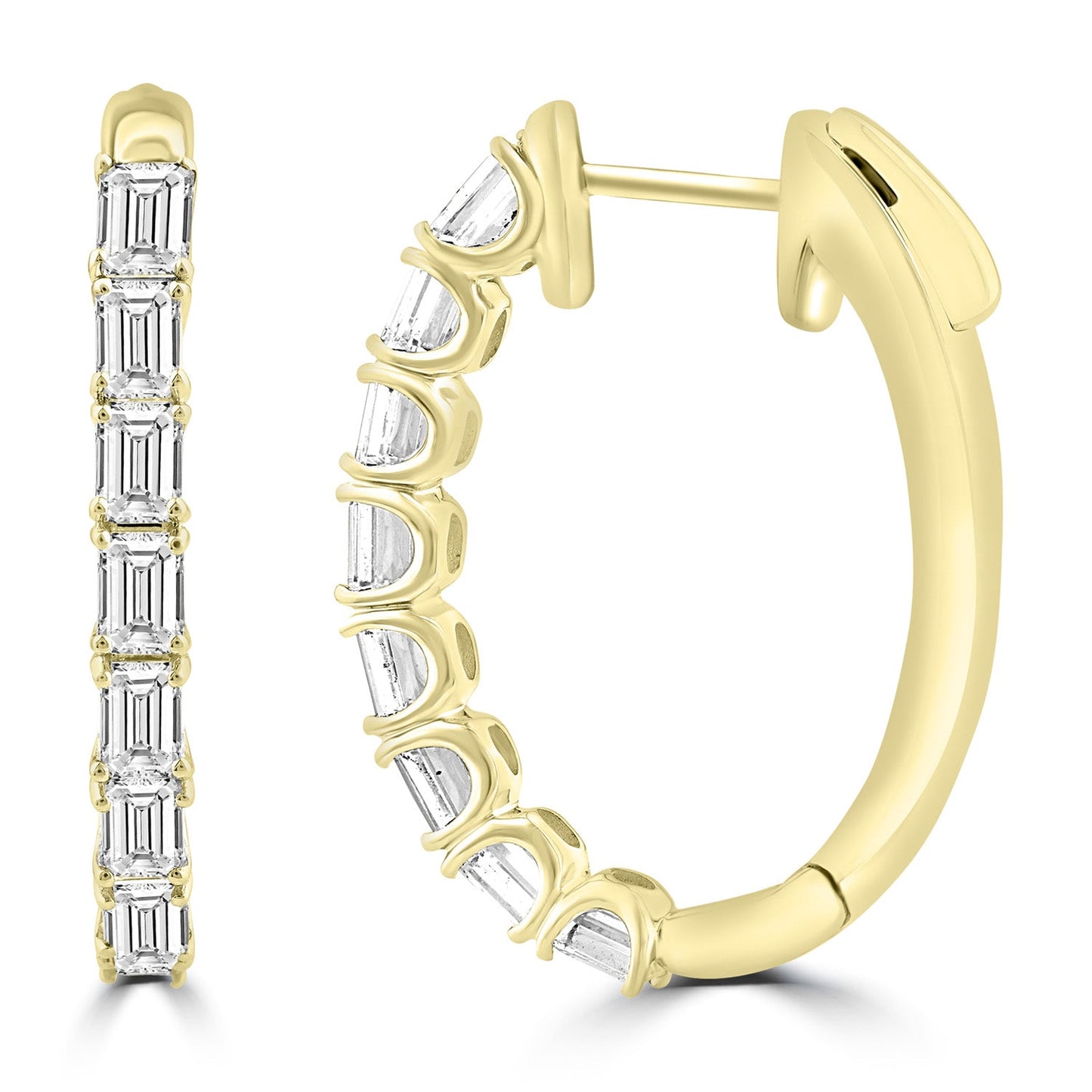 emerald cut diamond gold earrings | By Angeline Australia | Lab Grown