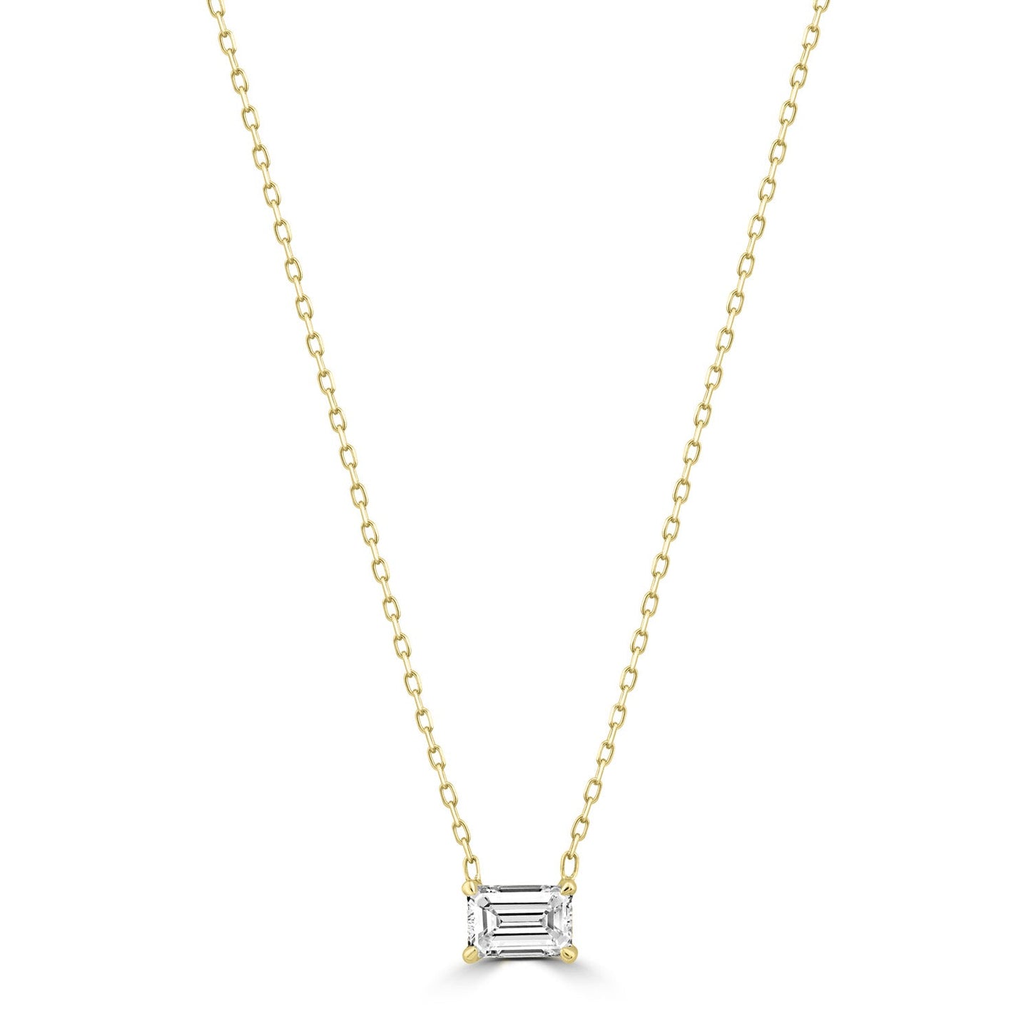 Emerald cut diamond necklace yellow gold