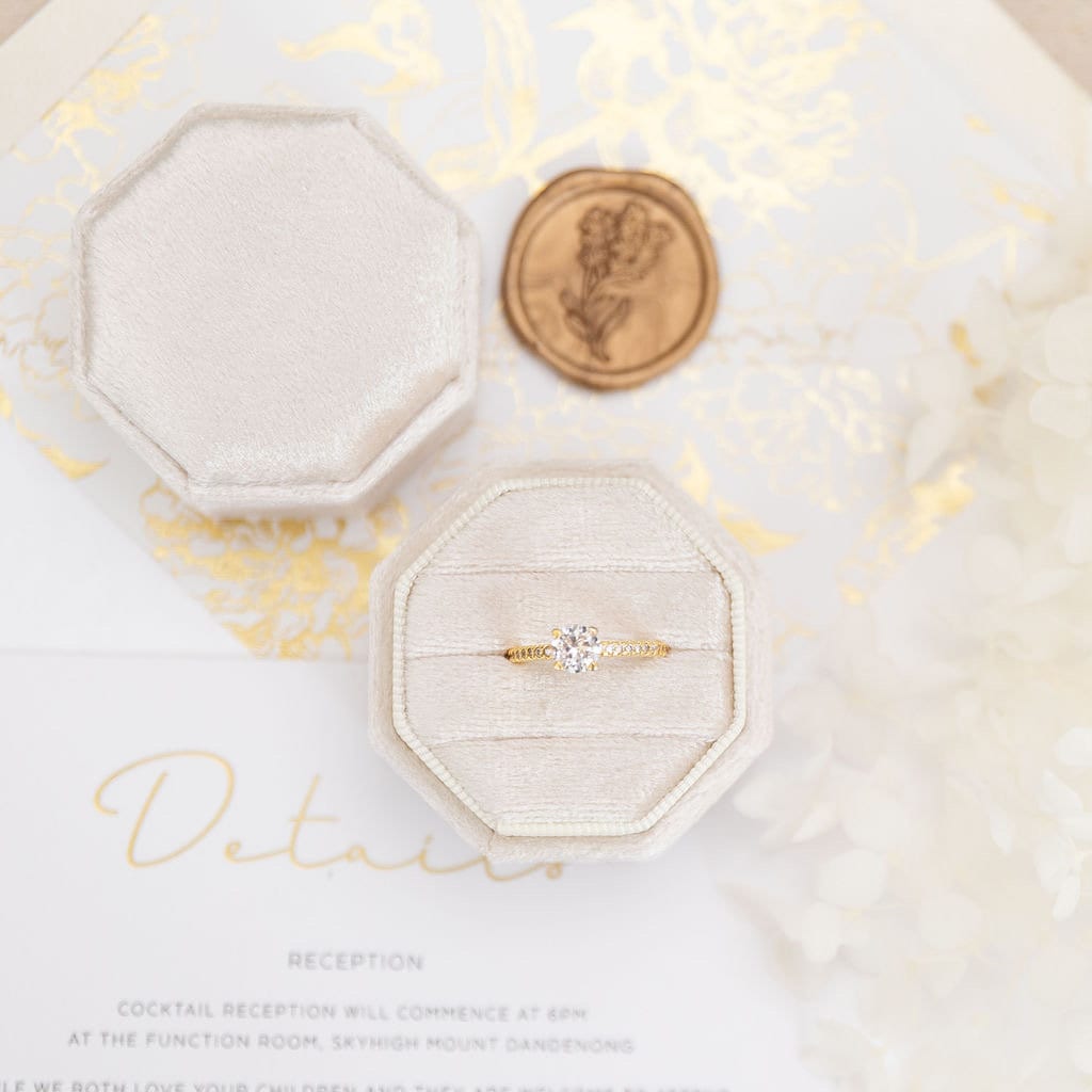 Single Double Triple Ring Box Octagon Wedding Ring Box Wedding Ceremony, Ring Bearer Box, Velvet Gift Jewellery Box Velvet Ring Box