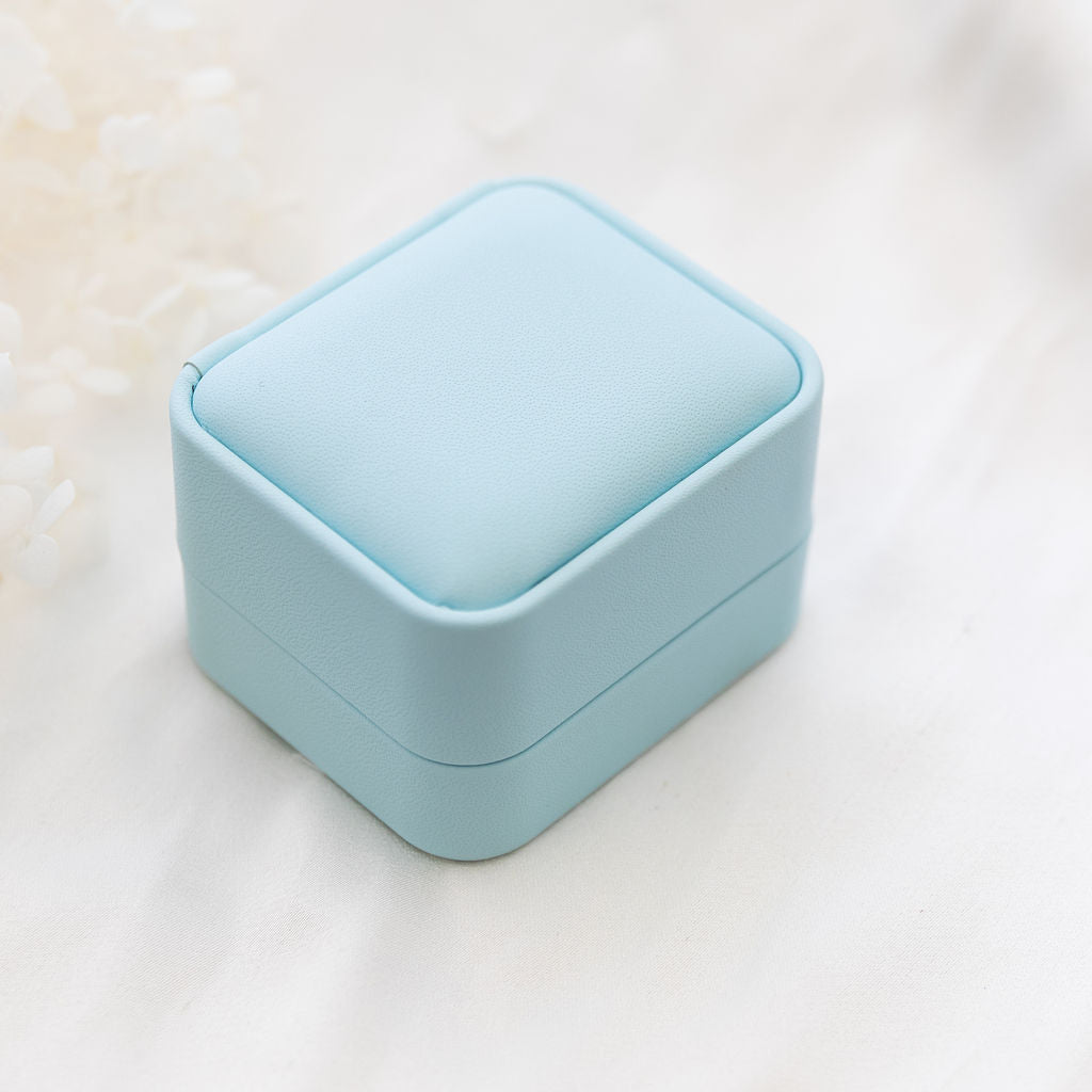luxury wedding ring box blue closed