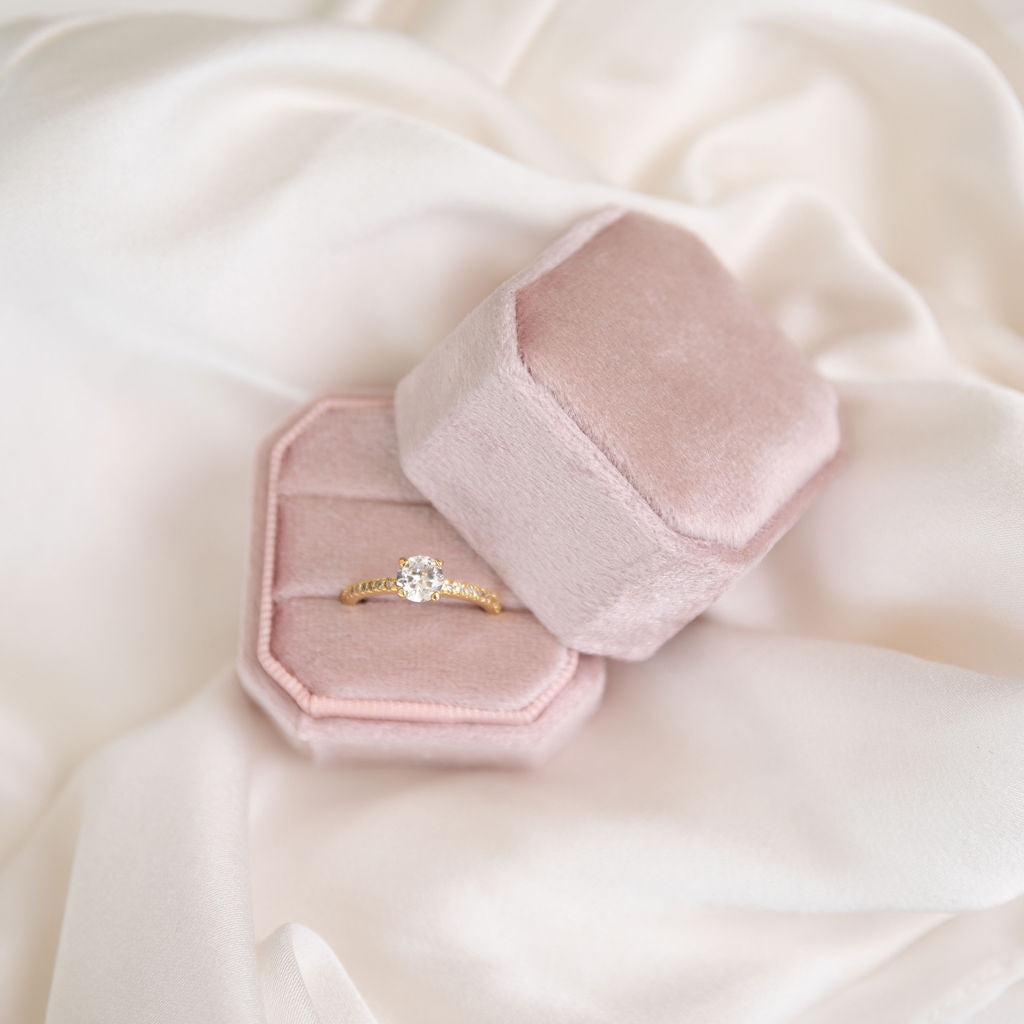 wedding ring box pink with 2 slots