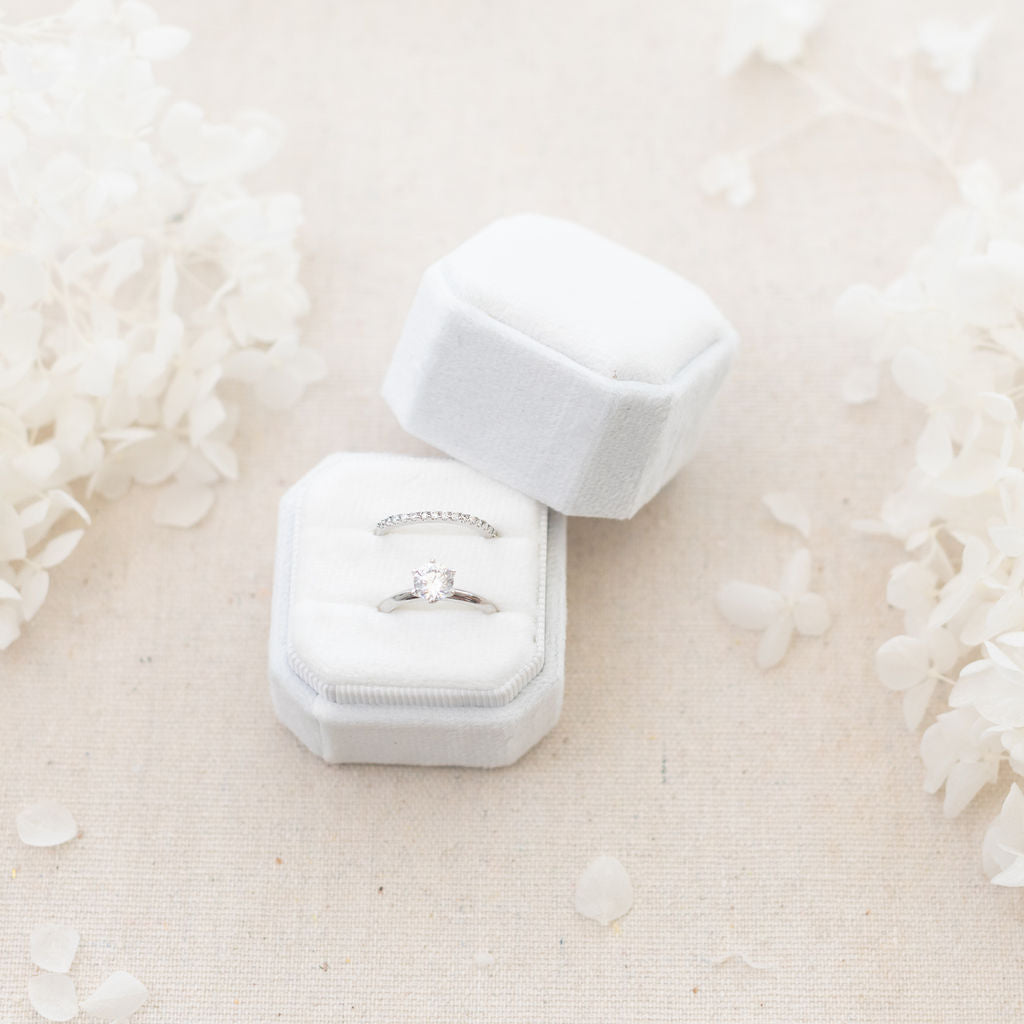 wedding ring box white with 2 slots