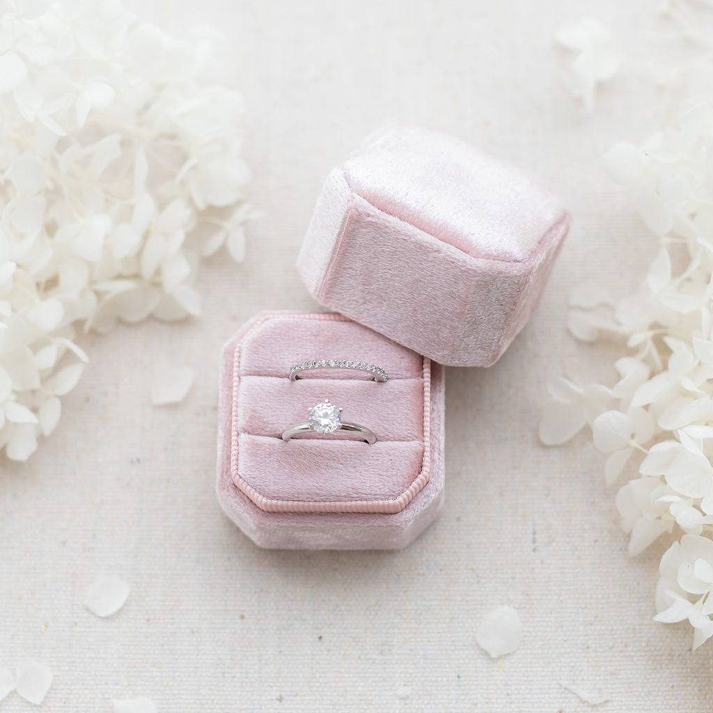 wedding ring box pink velvet