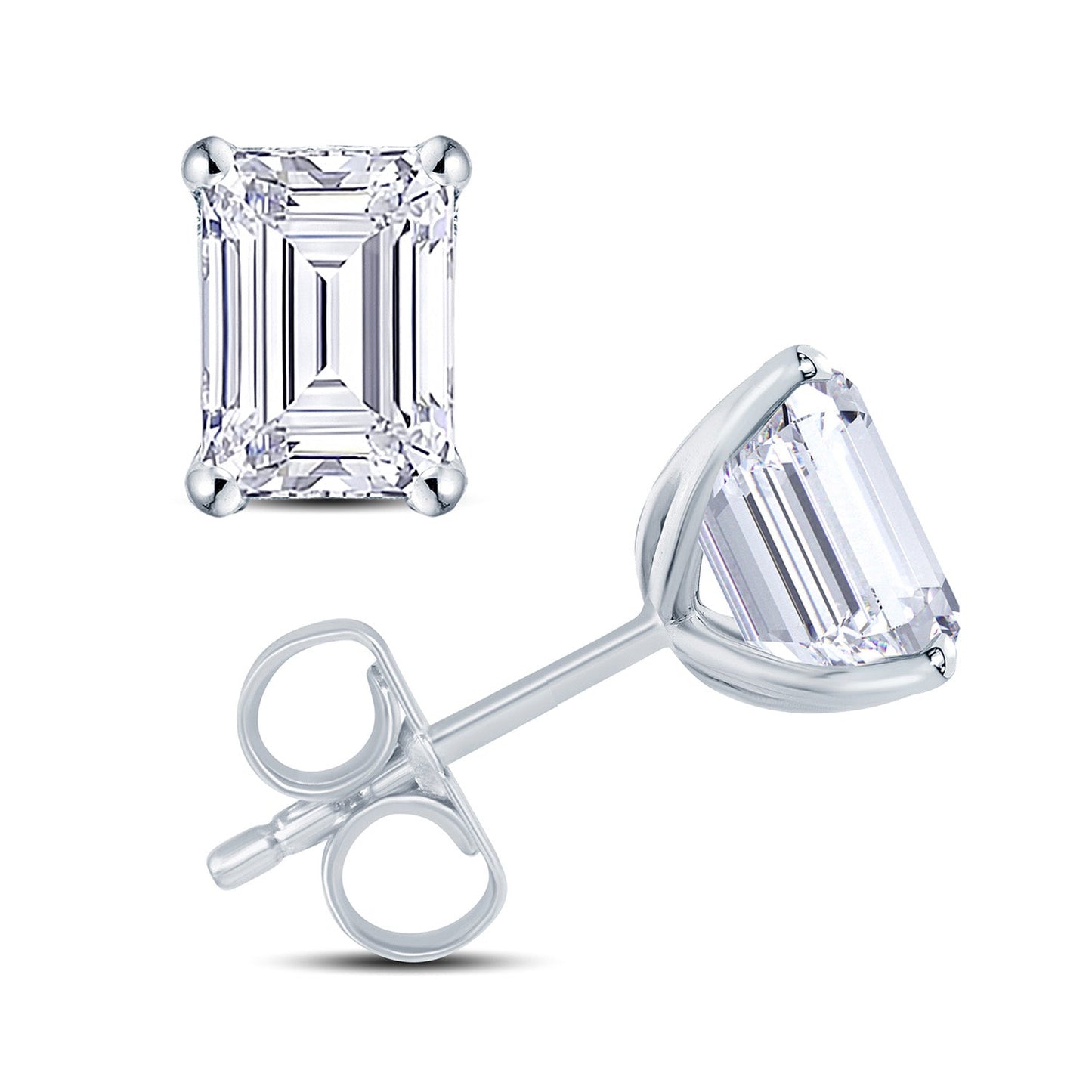 Emerald cut diamond stud earrings by Angeline