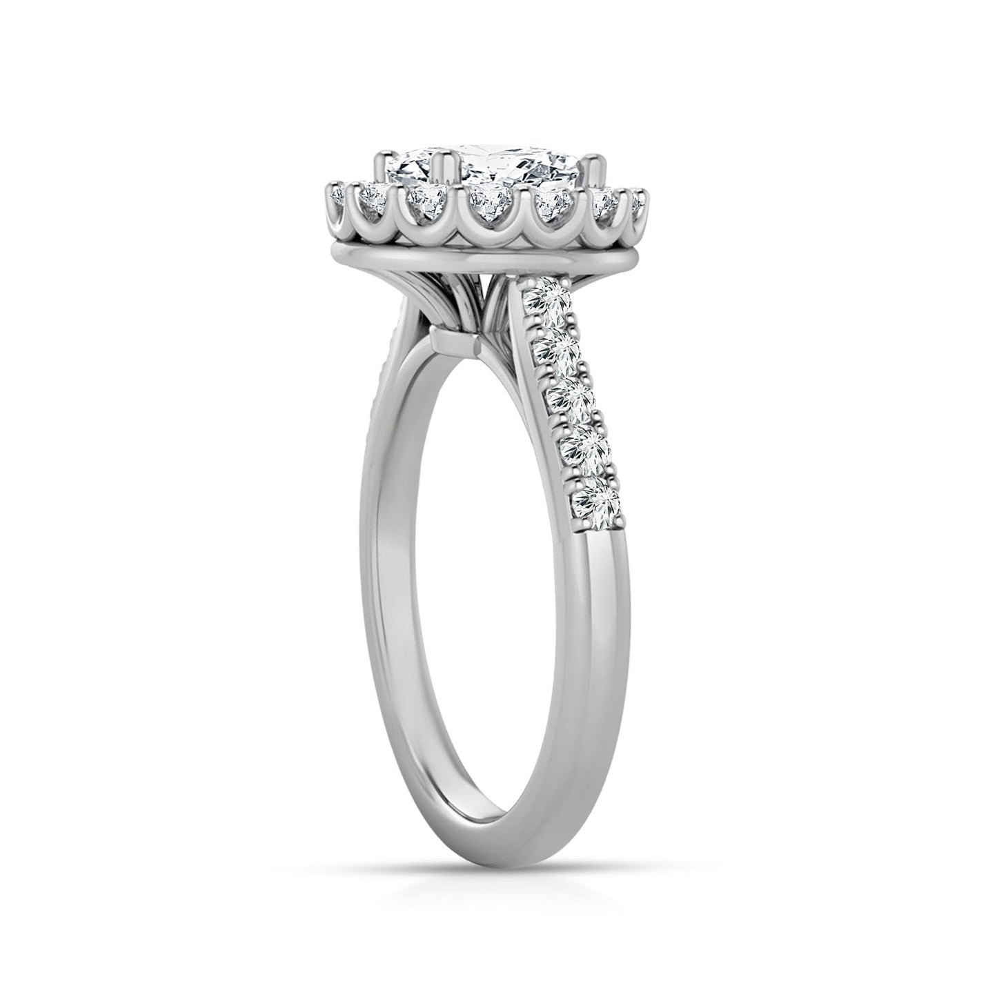 Side view halo diamond ring | By Angeline Australia