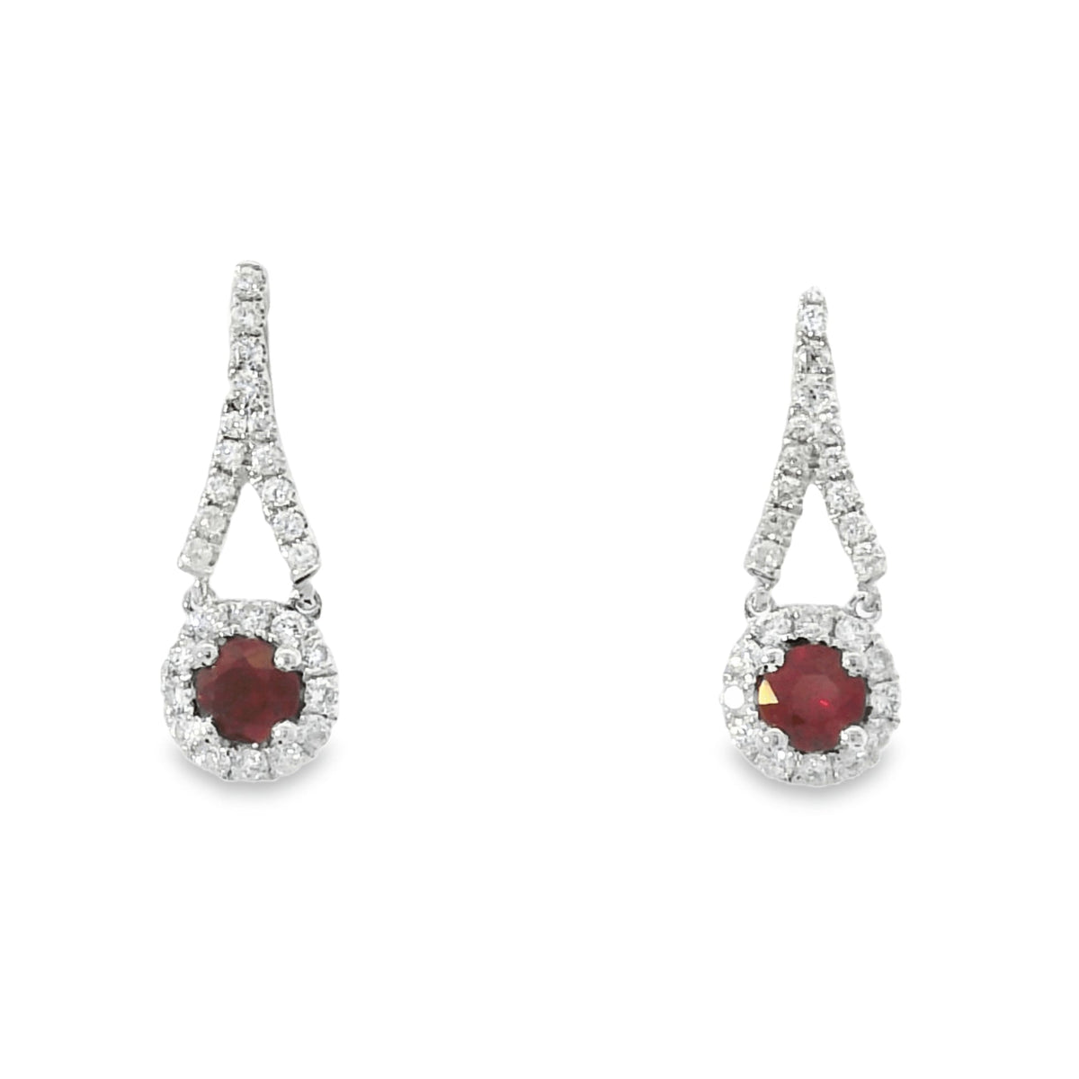 18CT WG Ruby Diamond earrings
