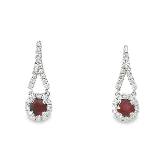 18CT WG Ruby Diamond earrings