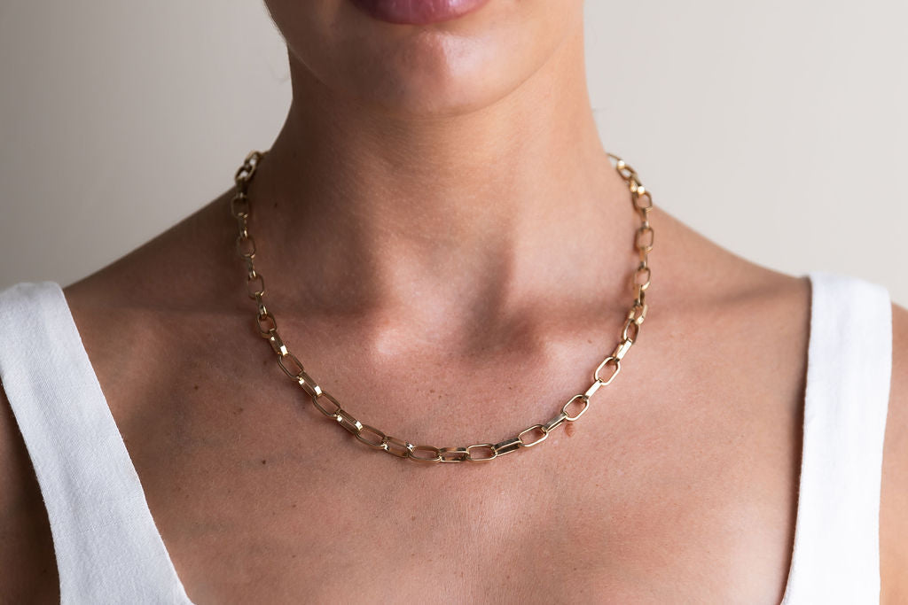 Yellow Gold Paperclip Chain