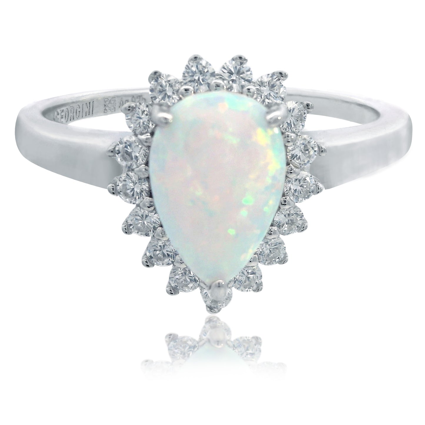 OPAL GLOW ROZELLE WHITE CREATED OPAL RING SILVER