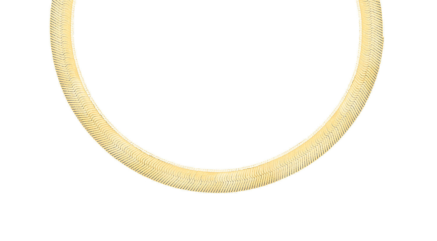 9CT Yellow Gold Herringbone Necklace 46cm