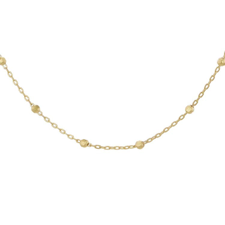 9K Yellow Gold Trace & Ball Chain Necklace 45cm