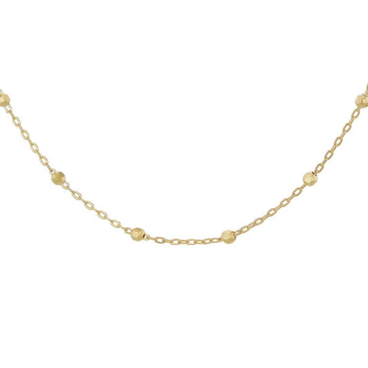 9K Yellow Gold Trace & Ball Chain Necklace 45cm
