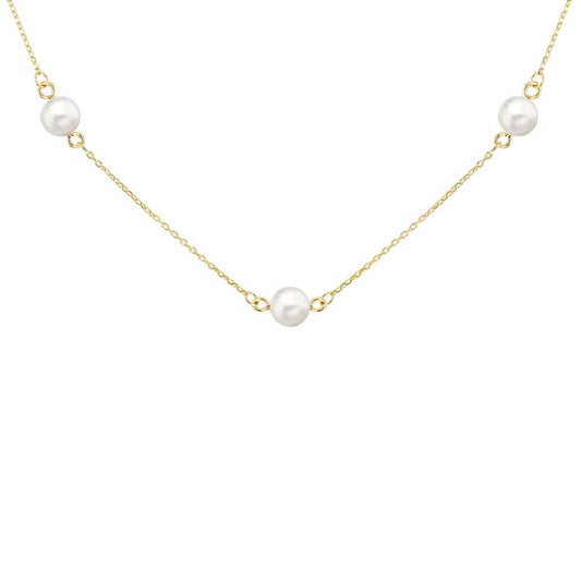 9K Yellow Gold Freshwater Pearl Necklace 41+2.5cm