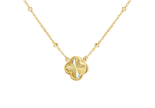 9CT Yellow Gold Rainbow Petal Necklace 40-45cm