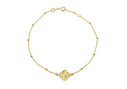 9K Yellow Gold Rainbow Petal Bracelet 17.8-19cm