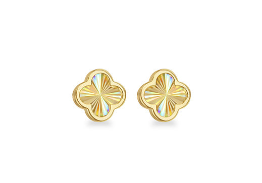9CT Yellow Gold Rainbow Petal Stud Earrings