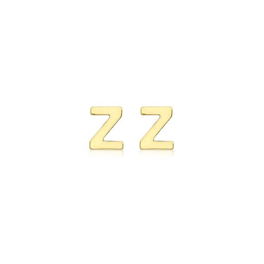 9K Yellow Gold Mini Initial 'Z' Stud Earrings