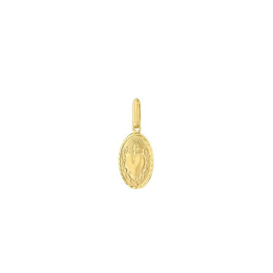 9K Yellow Gold Sacred Heart Pendant