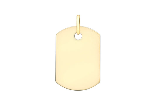9CT Yellow Gold Small Dog Tag Pendant