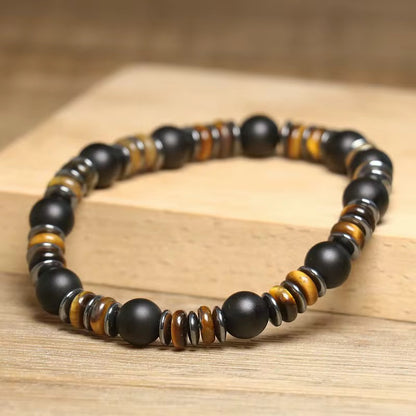 8mm Matte Onyx Beaded Bracelet for Men Jewelry Handmade Elastic Natural Hematite Tiger Eye Stone Bracelet Gift
