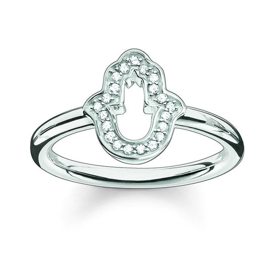 Thomas Sabo Sterling Silver Cubic Zirconia Hand Of Fatima Ring TR2076